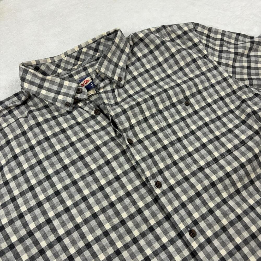 Johnnie-O Button Up Shirt Men XL Gray Long Sleeve Flannel Check Pockets